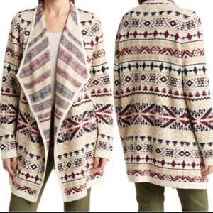 Lucky Brand Aztec Jacquard Multicolor Patterned Cardigan